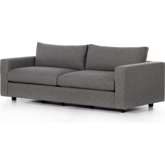 Preston Sofa by Four Hands in gibson smoke. Made from 92% pl, 8% pc in a transitional style.