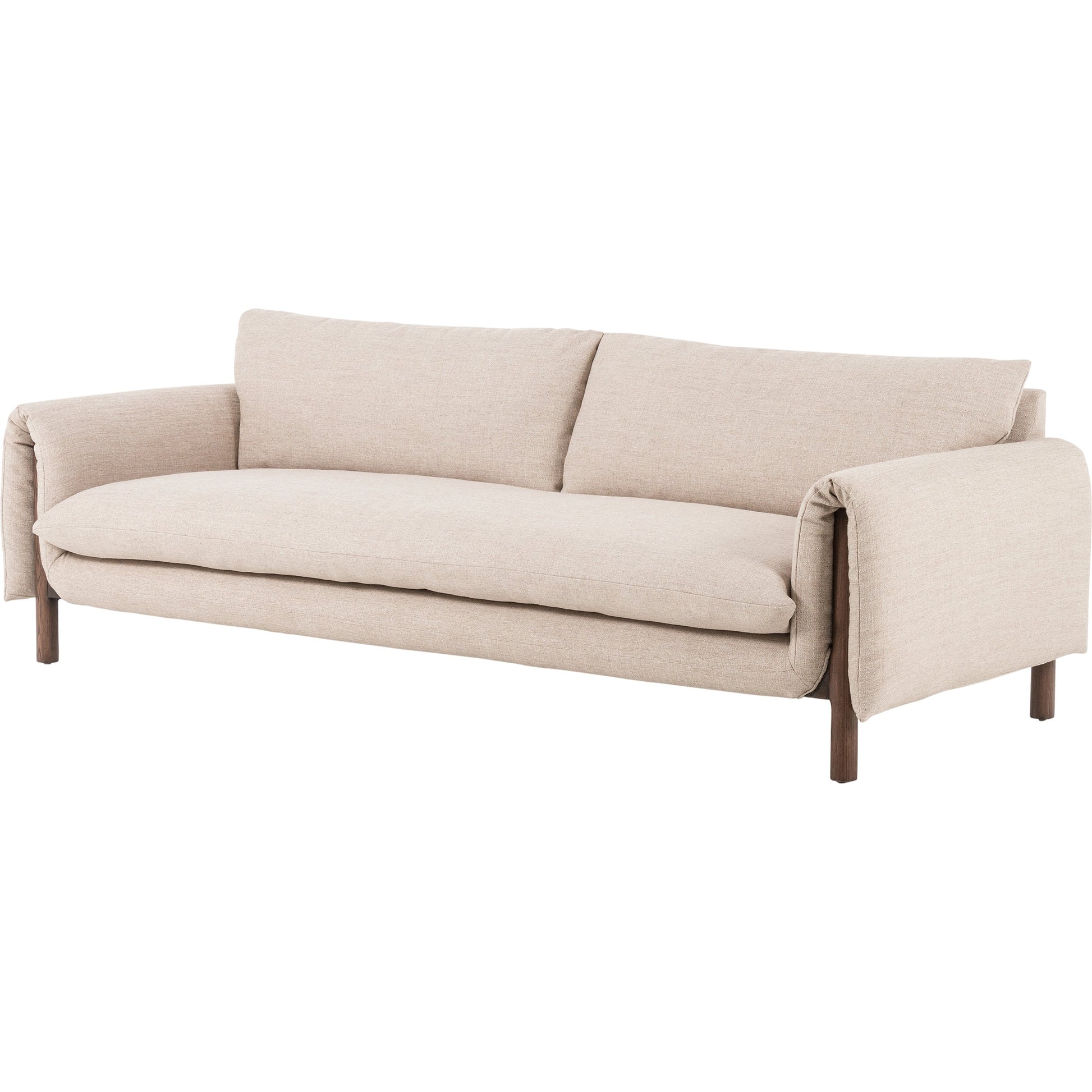 Fleming Sofa by Four Hands in alcala wheat, terra brown ash. Made from 70% polyester, 20% viscose (rayon), 10% flax, linen, solid ash, 100% polyester in a modern style.