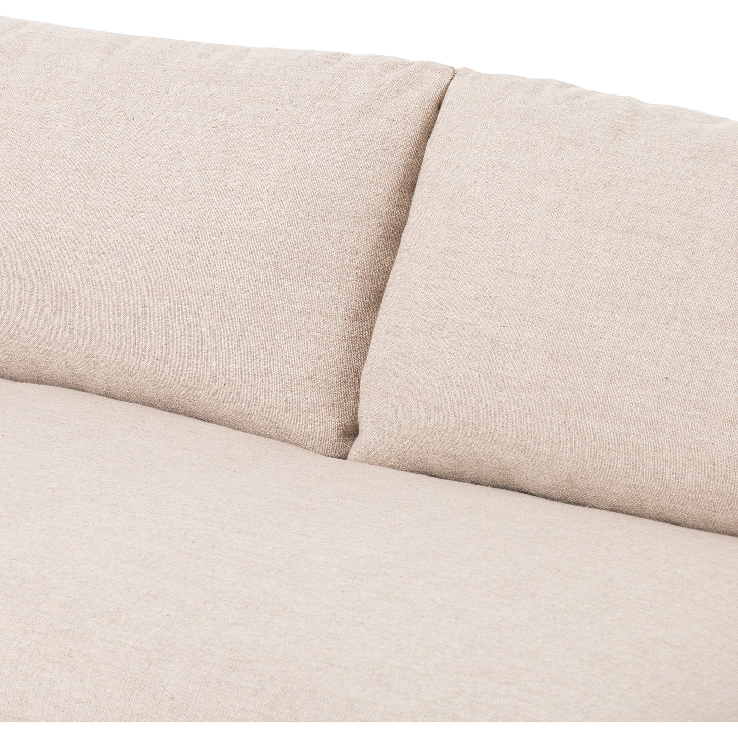 010 SI-1977322 | Closeup | Fleming Sofa by Four Hands in alcala wheat, terra brown ash. Made from 70% polyester, 20% viscose (rayon), 10% flax, linen, solid ash, 100% polyester in a modern style.
