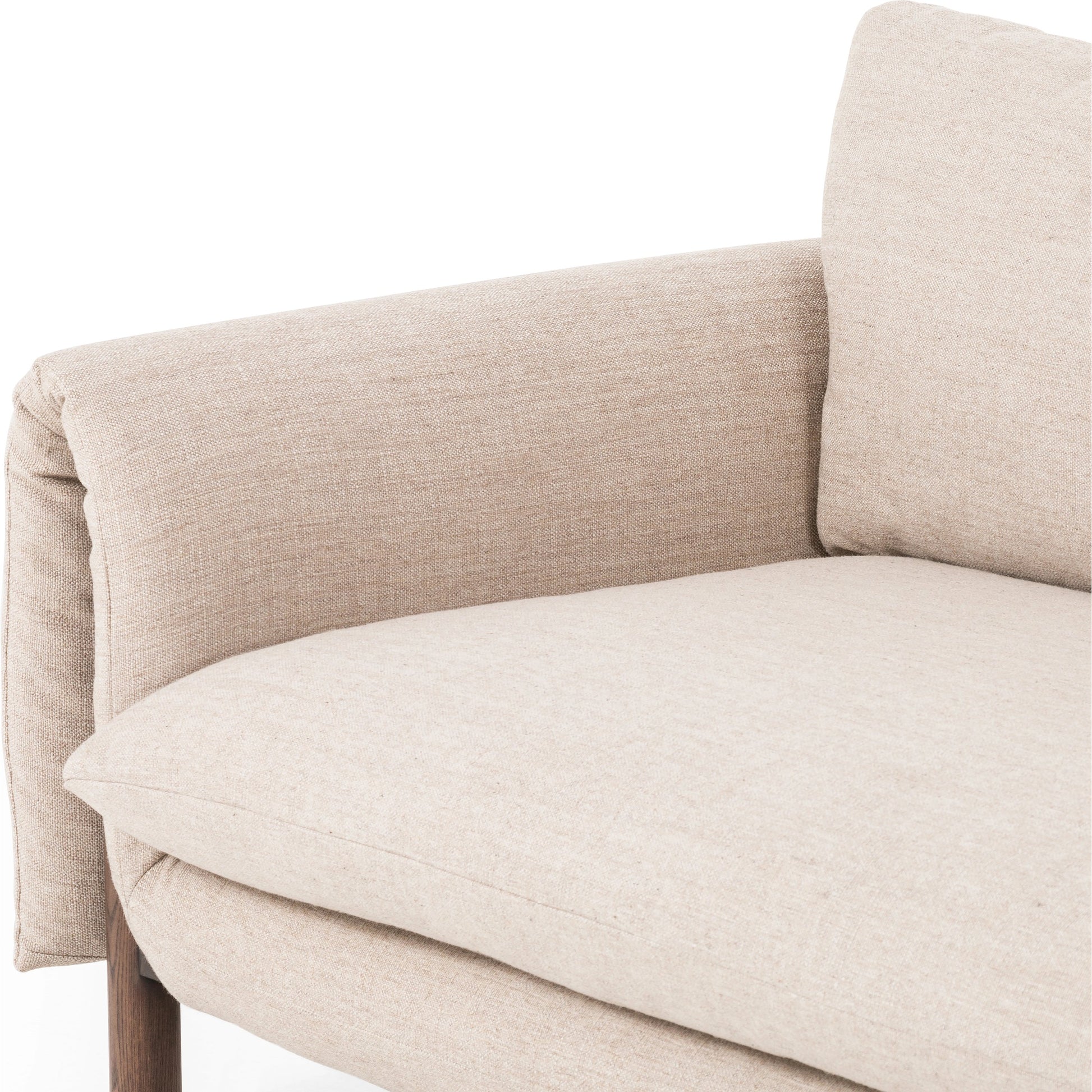 Fleming Sofa by Four Hands in alcala wheat, terra brown ash. Made from 70% polyester, 20% viscose (rayon), 10% flax, linen, solid ash, 100% polyester in a modern style.