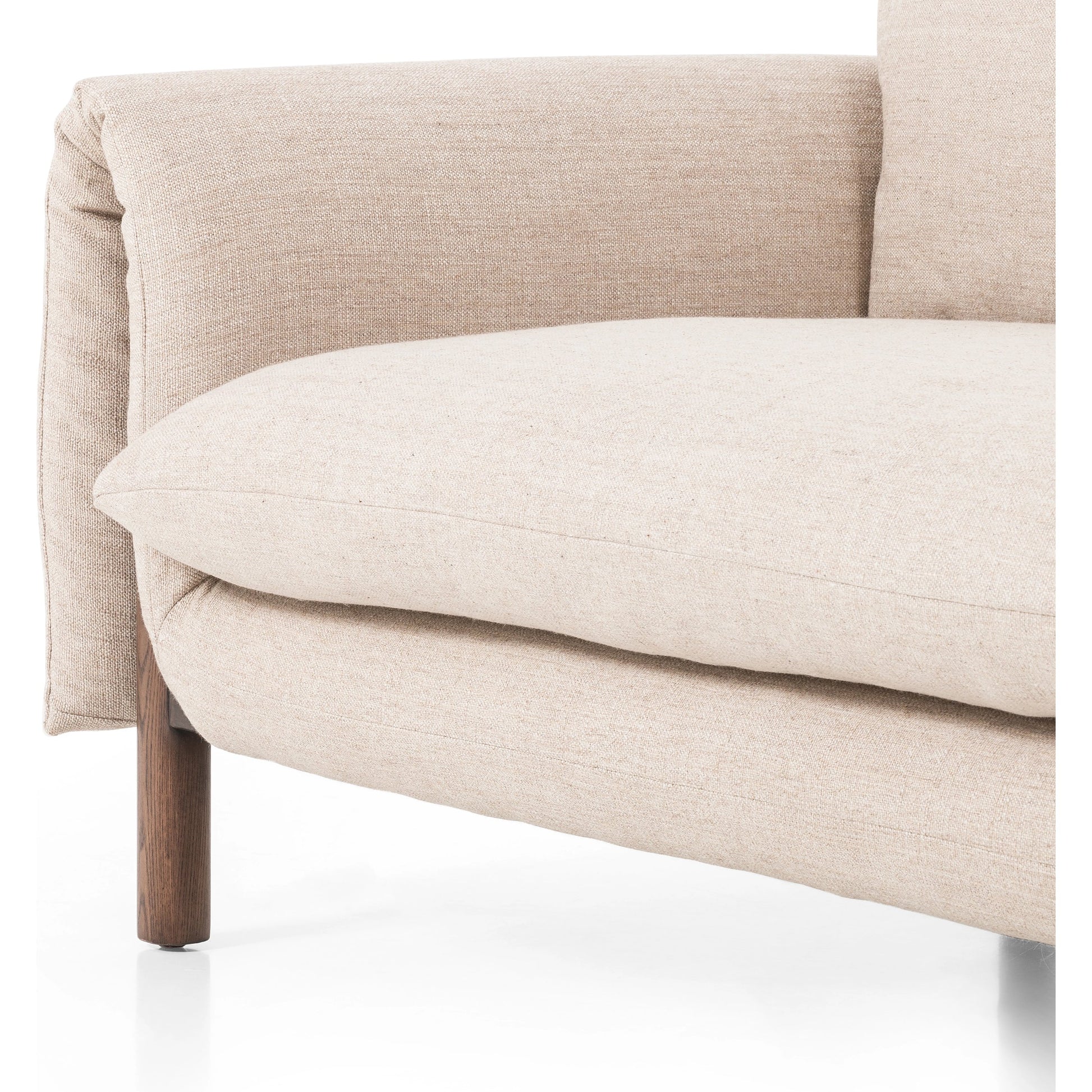 Fleming Sofa by Four Hands in alcala wheat, terra brown ash. Made from 70% polyester, 20% viscose (rayon), 10% flax, linen, solid ash, 100% polyester in a modern style.