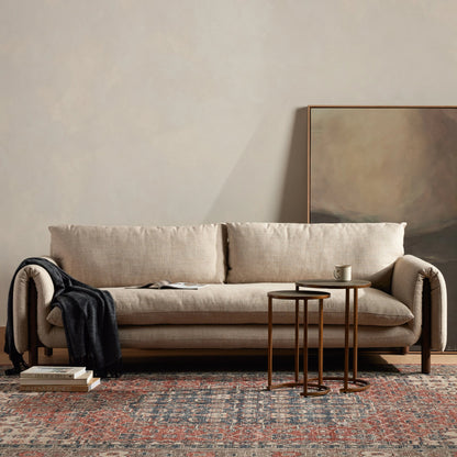 Fleming Sofa by Four Hands in alcala wheat, terra brown ash. Made from 70% polyester, 20% viscose (rayon), 10% flax, linen, solid ash, 100% polyester in a modern style.