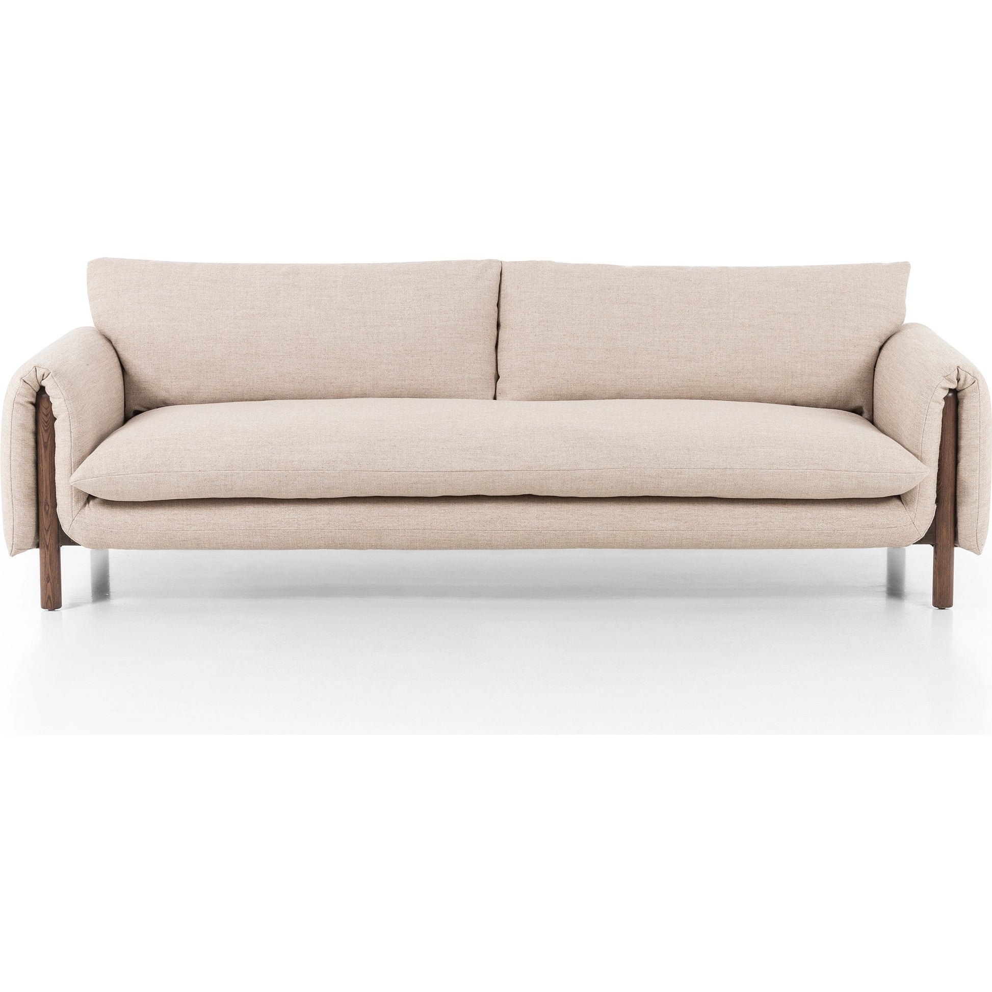 Fleming Sofa by Four Hands in alcala wheat, terra brown ash. Made from 70% polyester, 20% viscose (rayon), 10% flax, linen, solid ash, 100% polyester in a modern style.