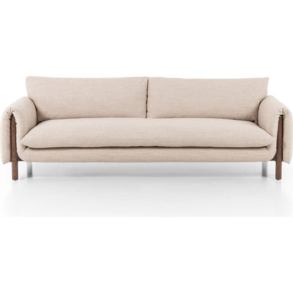 Fleming Sofa by Four Hands in alcala wheat, terra brown ash. Made from 70% polyester, 20% viscose (rayon), 10% flax, linen, solid ash, 100% polyester in a modern style.
