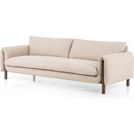 Fleming Sofa by Four Hands in alcala wheat, terra brown ash. Made from 70% polyester, 20% viscose (rayon), 10% flax, linen, solid ash, 100% polyester in a modern style.