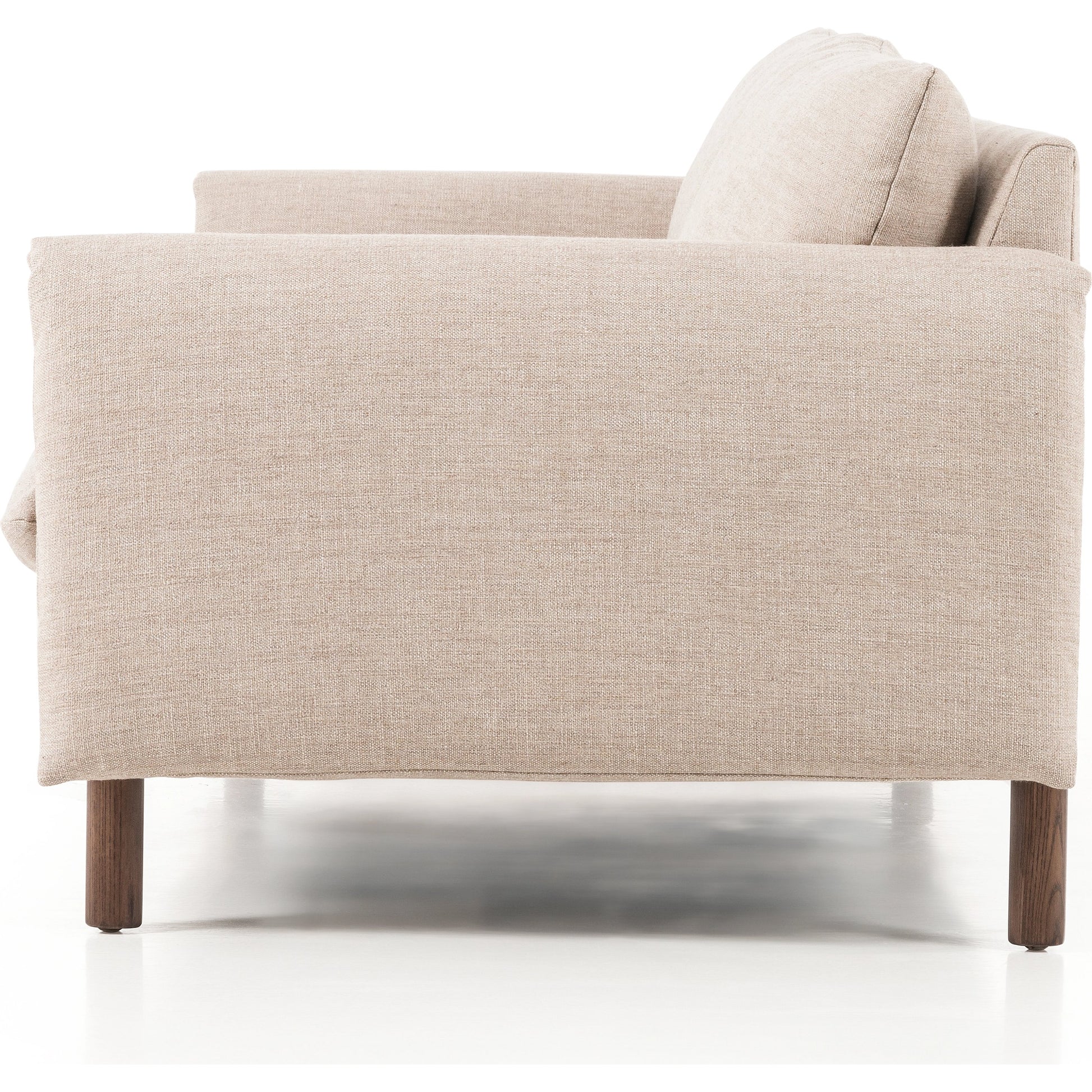 Fleming Sofa by Four Hands in alcala wheat, terra brown ash. Made from 70% polyester, 20% viscose (rayon), 10% flax, linen, solid ash, 100% polyester in a modern style.