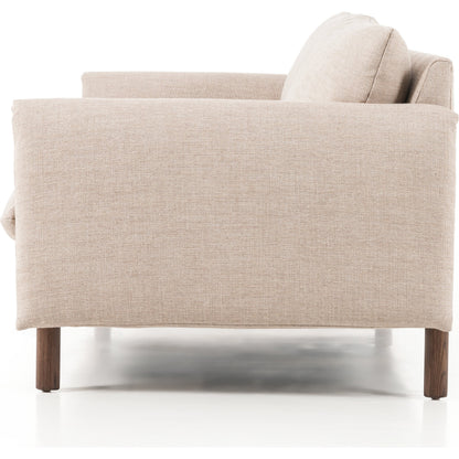 Fleming Sofa by Four Hands in alcala wheat, terra brown ash. Made from 70% polyester, 20% viscose (rayon), 10% flax, linen, solid ash, 100% polyester in a modern style.