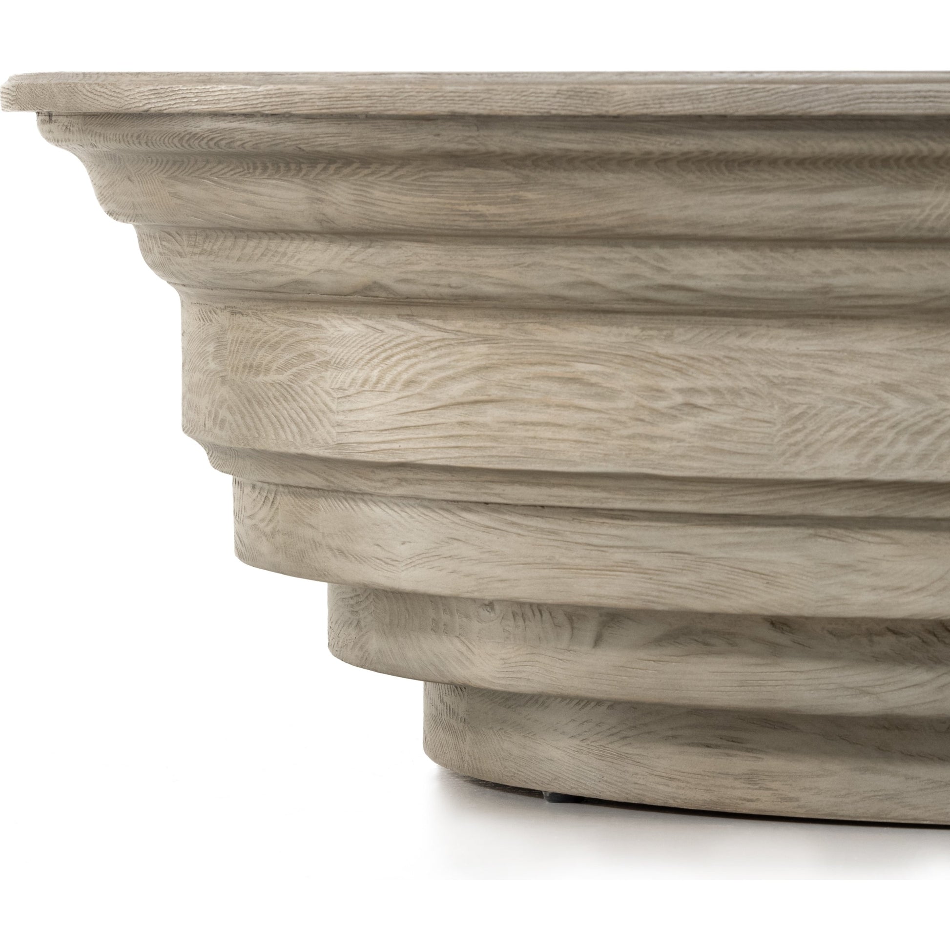 Caldwell Stone Coffee Table by Four Hands in weathered blonde pine, white marble and white marble. Made from solid marble, solid pine, poplar plywood in a cottage & farmhouse style.