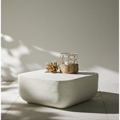 Basil Square Outdoor Coffee Table by Four Hands. Made from aluminum in a coastal style.
