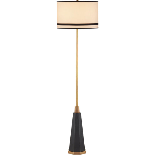 Gieves Floor Lamp by Currey and Company in black, bronze, antique brass. Made from stone, cast aluminum, brass in a unique style.
