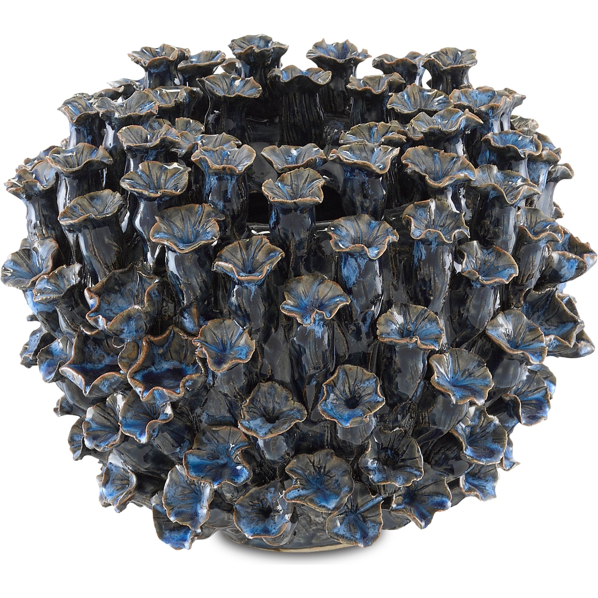Manitapi Blue Vase by Currey and Company in blue. Made from ceramic in a coastal style.
