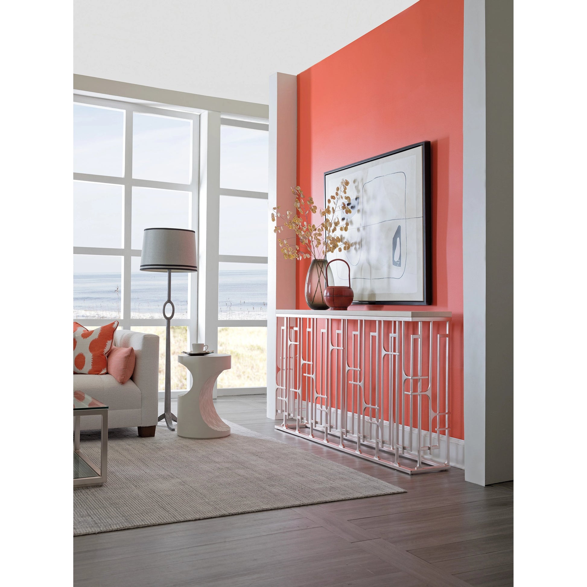 Mar Monte Grate Console by Artistica Home in silver leaf. Made from unique in a modern style.