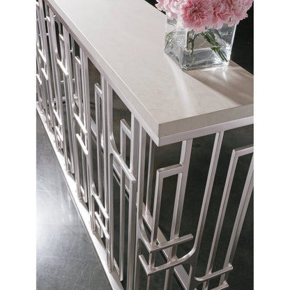 Mar Monte Grate Console by Artistica Home in silver leaf. Made from unique in a modern style.