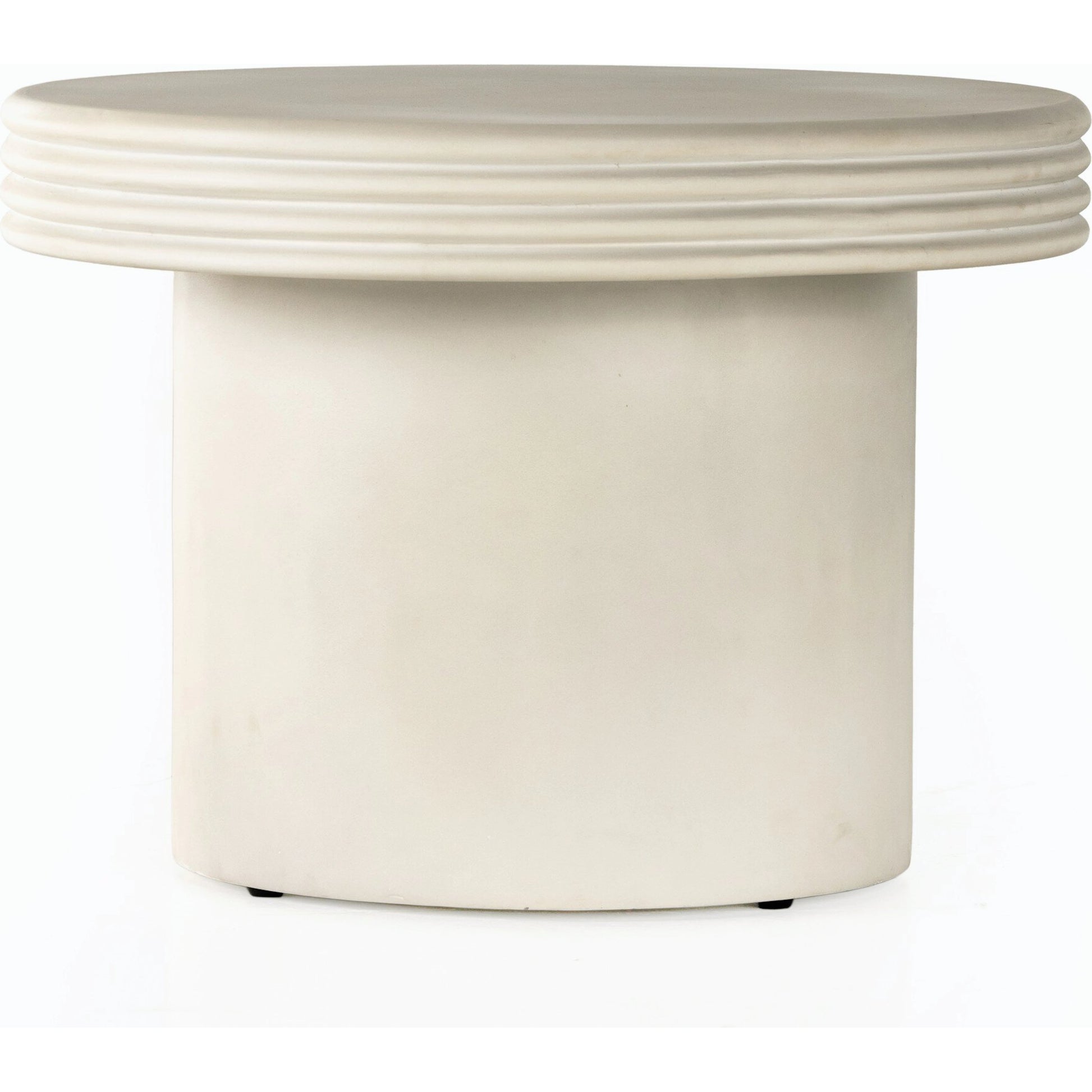 Grecia Outdoor End Table by Four Hands in white. Made from concrete in a modern style.