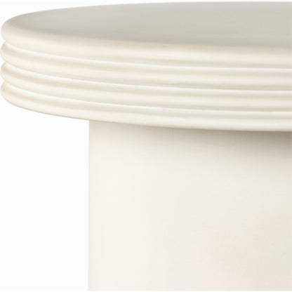 Grecia Outdoor End Table by Four Hands in white. Made from concrete in a modern style.