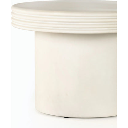 Grecia Outdoor End Table by Four Hands in white. Made from concrete in a modern style.