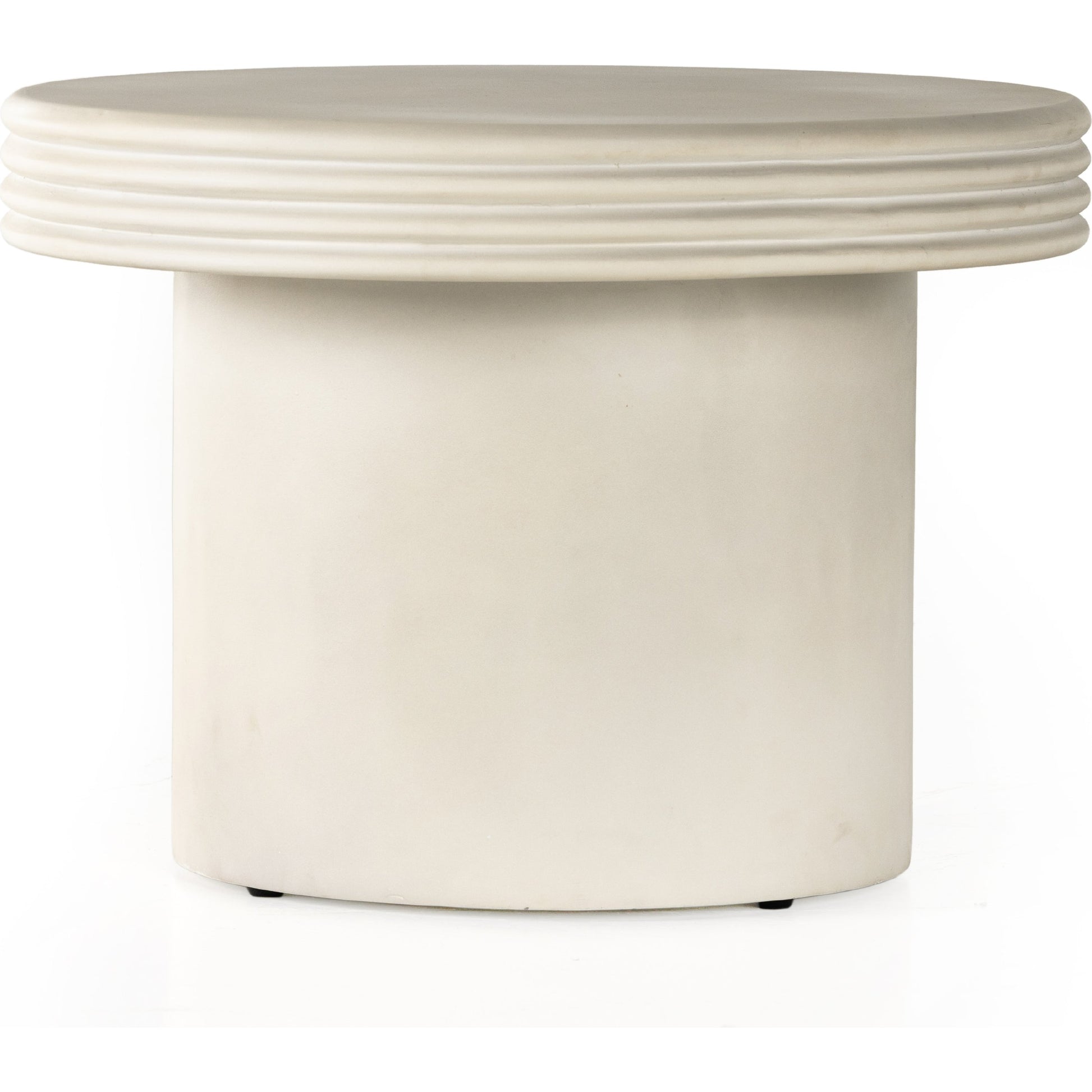 Grecia Outdoor End Table by Four Hands in white. Made from concrete in a modern style.