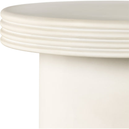 Grecia Outdoor End Table by Four Hands in white. Made from concrete in a modern style.