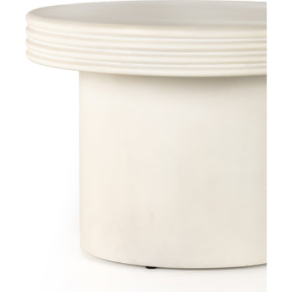 Grecia Outdoor End Table by Four Hands in white. Made from concrete in a modern style.