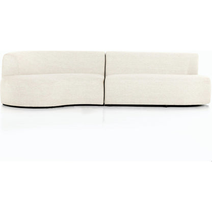 Opal Outdoor 2-Piece Sectional by Four Hands. Made from 100% olefin, 91% polyurethane foam pad, 9% polyester fiber batting, aluminum in a modern style.