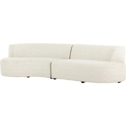 Opal Outdoor 2-Piece Sectional by Four Hands. Made from 100% olefin, 91% polyurethane foam pad, 9% polyester fiber batting, aluminum in a modern style.