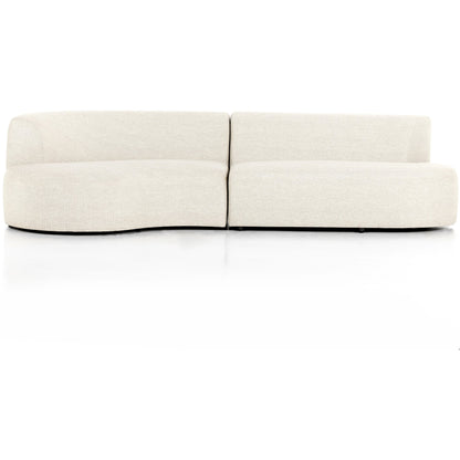 Opal Outdoor 2-Piece Sectional by Four Hands. Made from 100% olefin, 91% polyurethane foam pad, 9% polyester fiber batting, aluminum in a modern style.