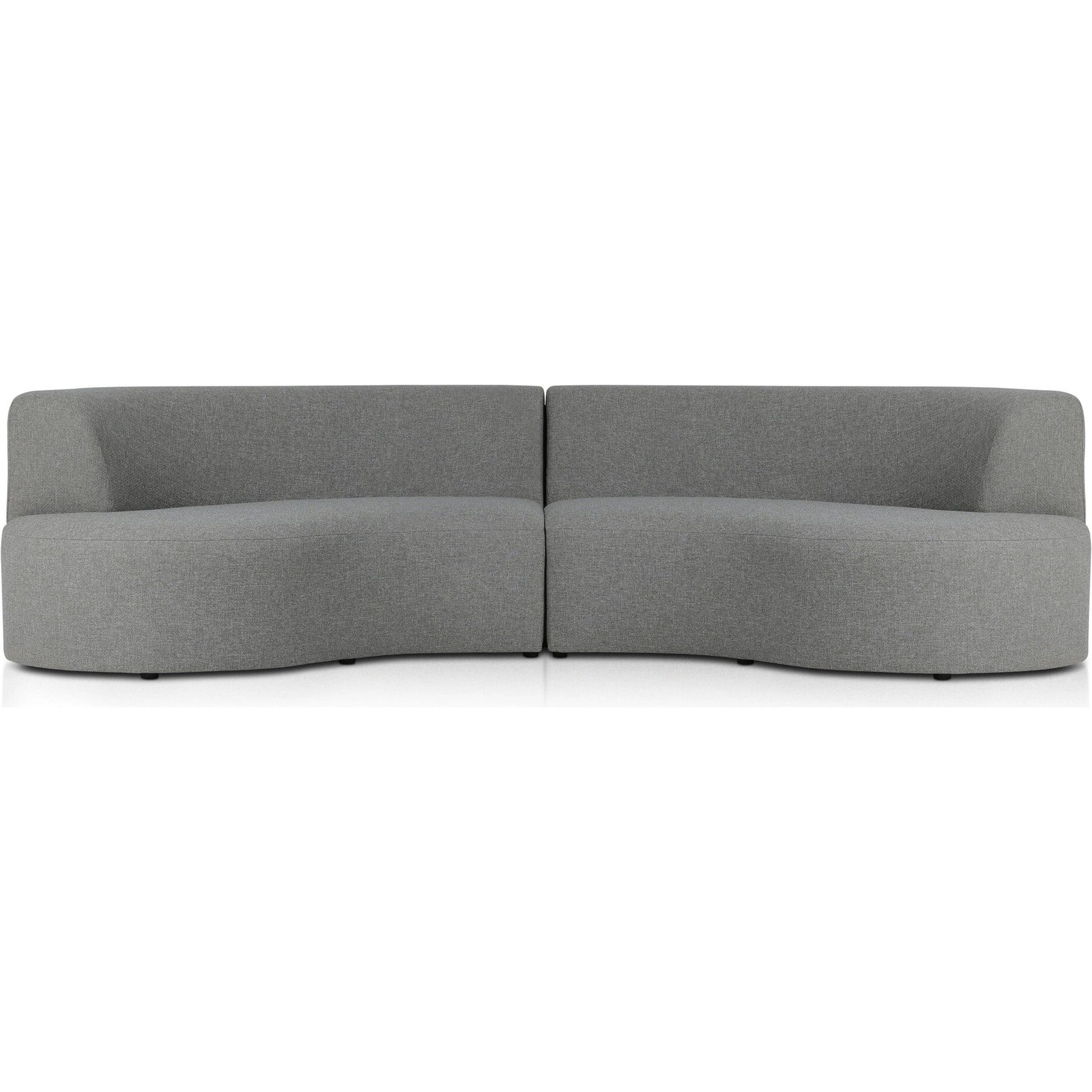 Opal Outdoor 2-Piece Sectional by Four Hands. Made from 100% olefin, 91% polyurethane foam pad, 9% polyester fiber batting, aluminum in a modern style.