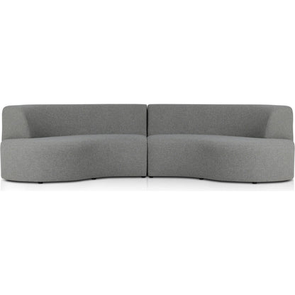 Opal Outdoor 2-Piece Sectional by Four Hands. Made from 100% olefin, 91% polyurethane foam pad, 9% polyester fiber batting, aluminum in a modern style.