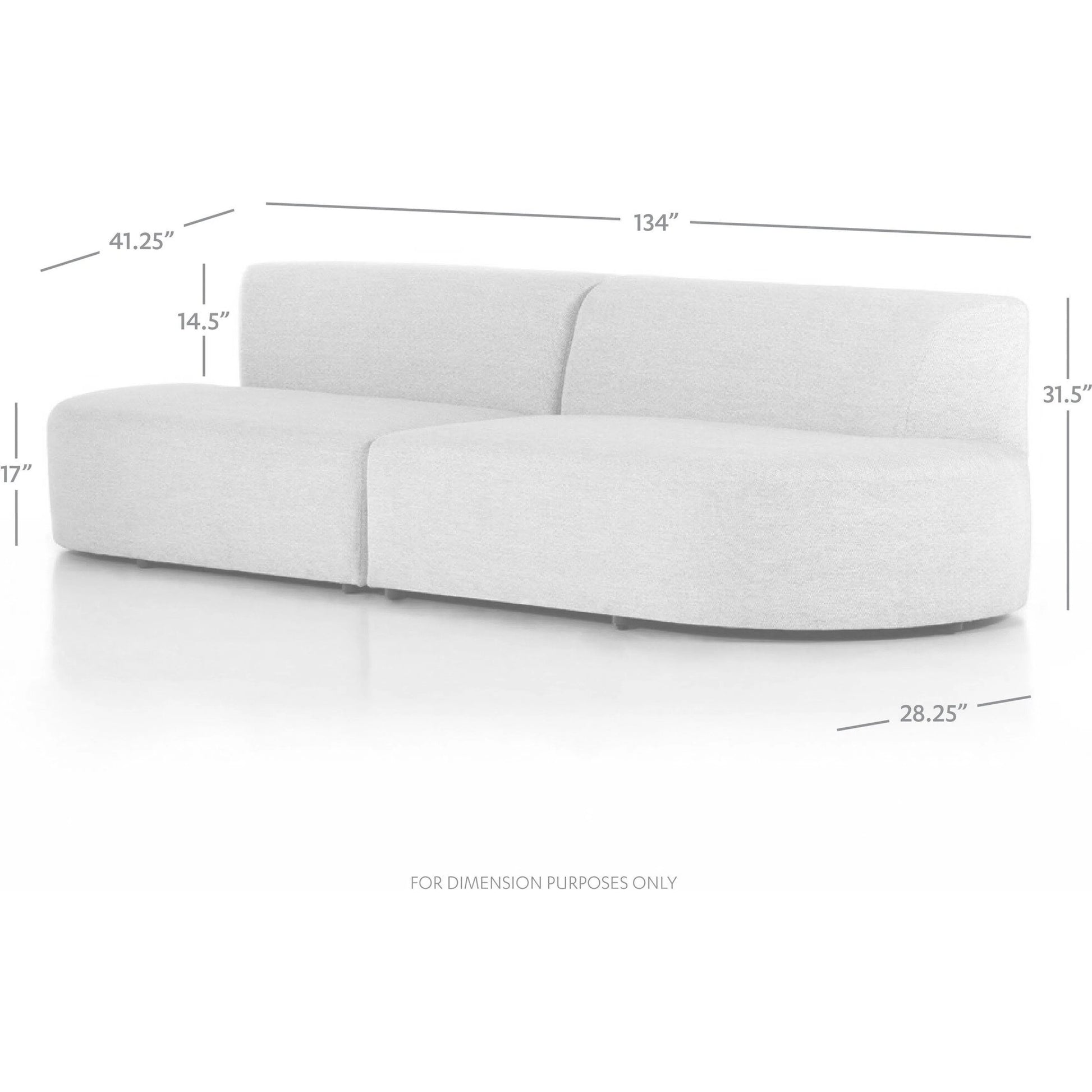 Opal Outdoor 2-Piece Sectional by Four Hands. Made from 100% olefin, 91% polyurethane foam pad, 9% polyester fiber batting, aluminum in a modern style.