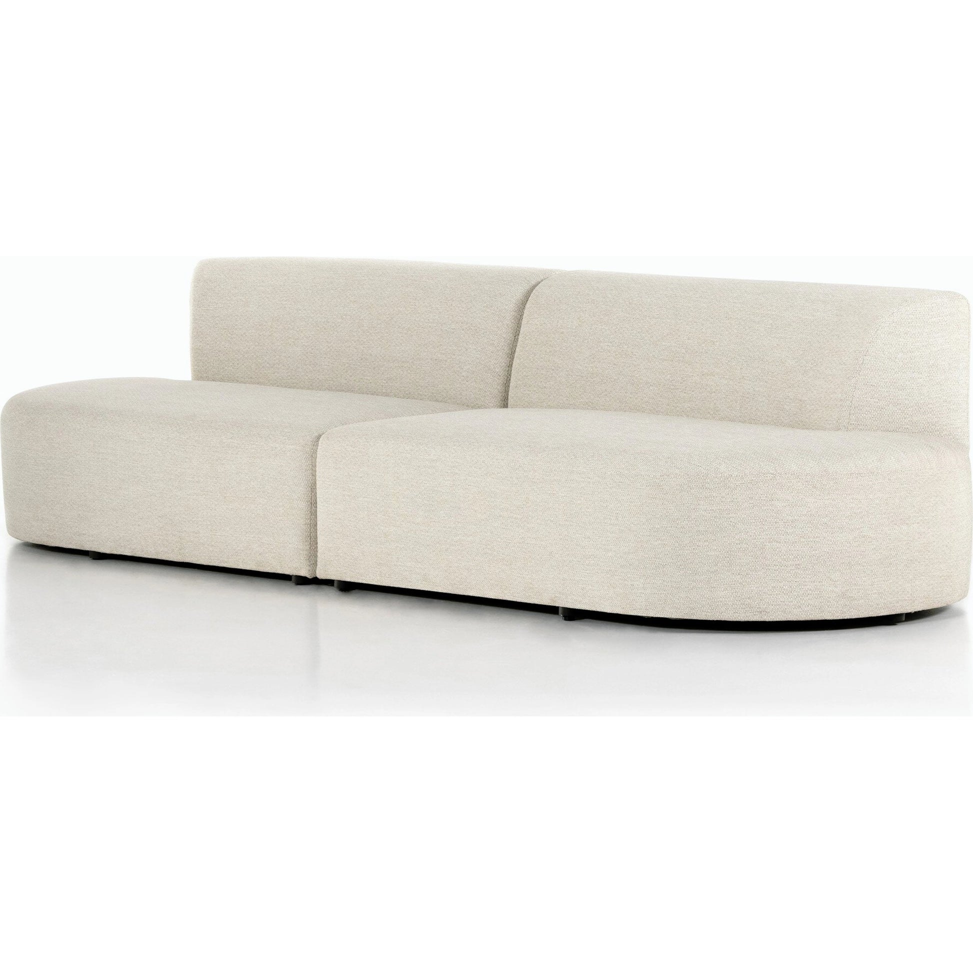 Opal Outdoor 2-Piece Sectional by Four Hands. Made from 100% olefin, 91% polyurethane foam pad, 9% polyester fiber batting, aluminum in a modern style.