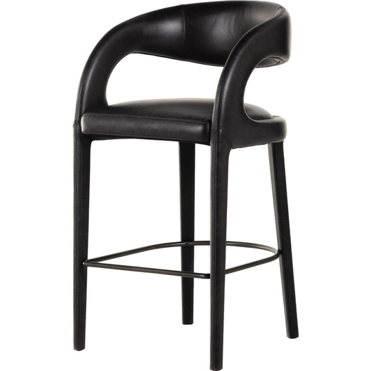 Hawkins Bar Stool by Four Hands in gunmetal. Made from unique in a coastal style.