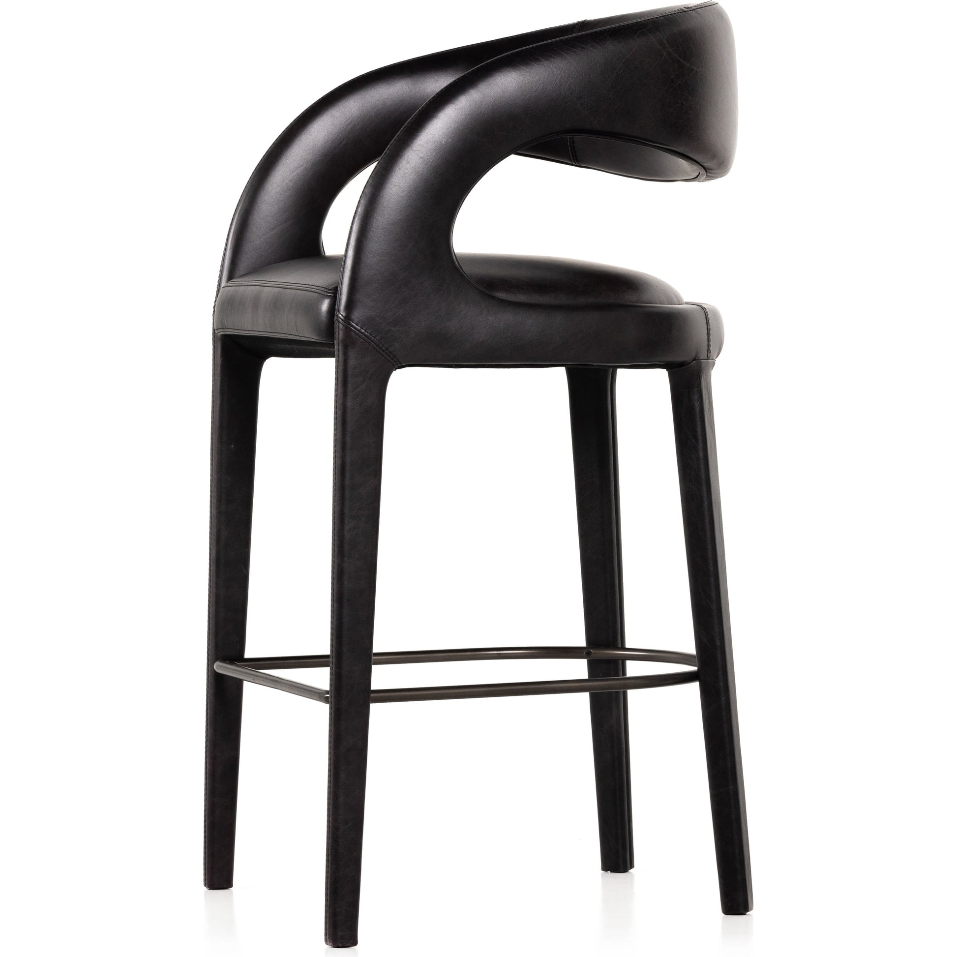 Hawkins Bar Stool by Four Hands in gunmetal. Made from unique in a coastal style.