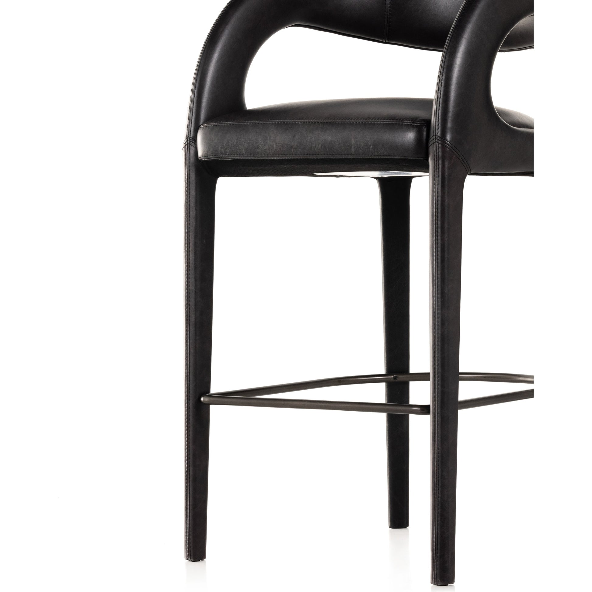 Hawkins Bar Stool by Four Hands in gunmetal. Made from unique in a coastal style.