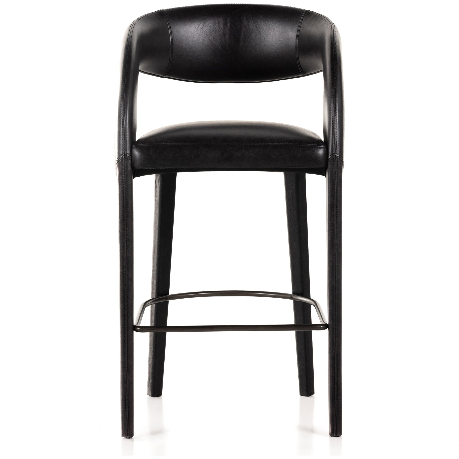 Hawkins Bar Stool by Four Hands in gunmetal. Made from unique in a coastal style.