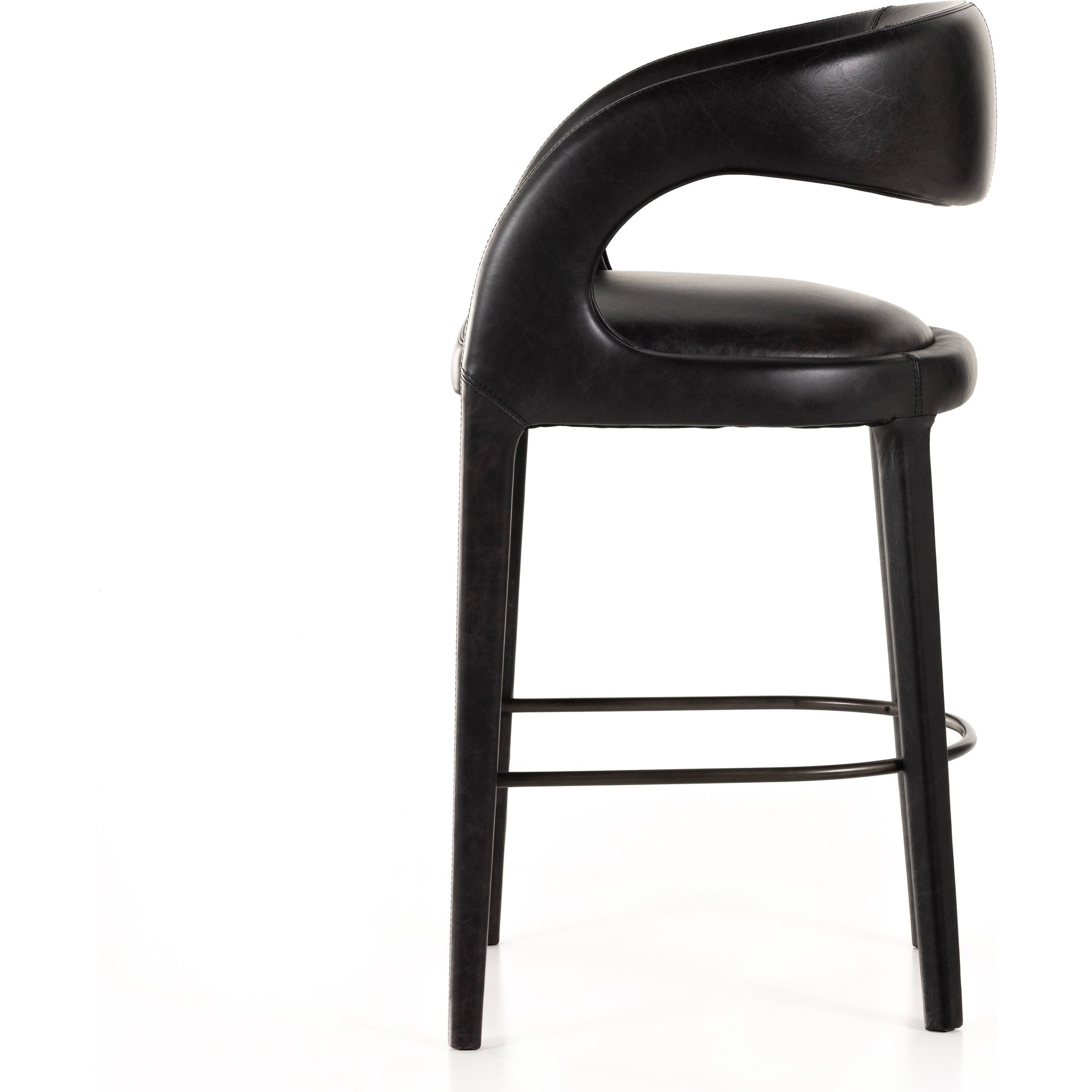 Hawkins Bar Stool by Four Hands in gunmetal. Made from unique in a coastal style.