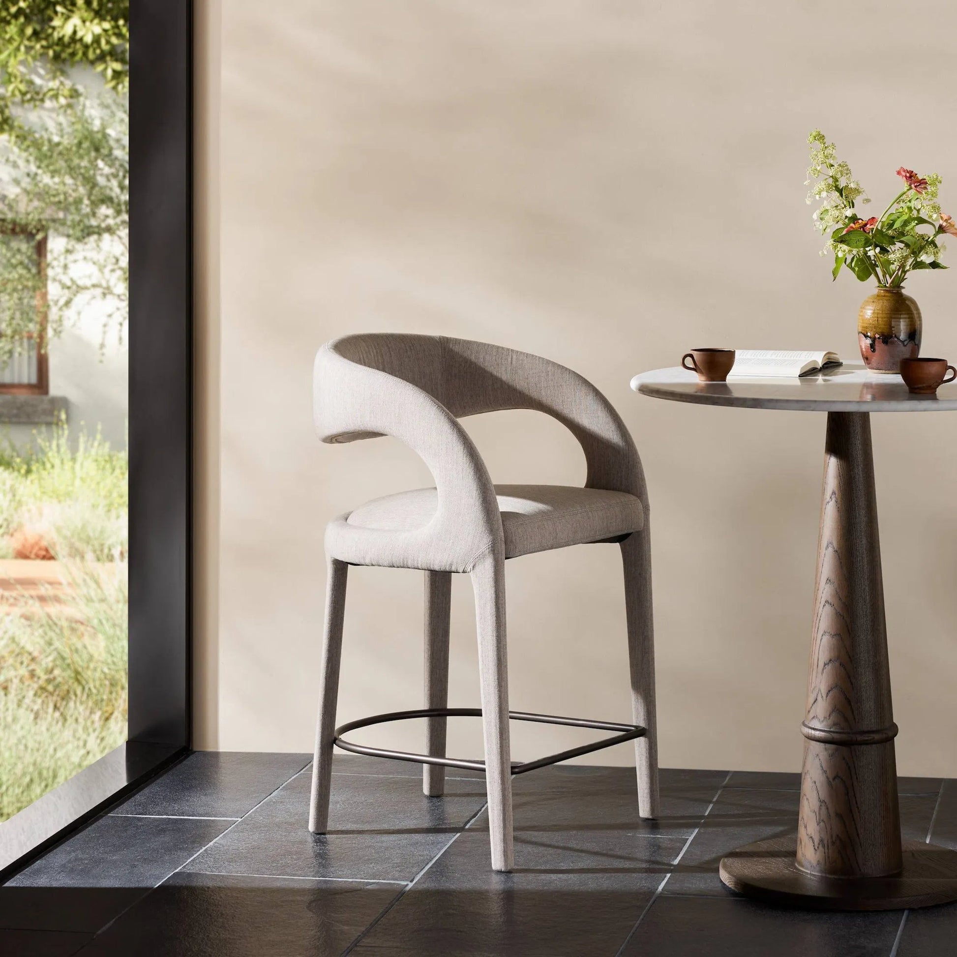 Hawkins Counter Stool by Four Hands in gunmetal. Made from unique in a modern style.