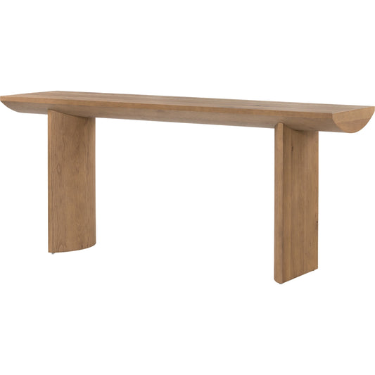 Pickford Console Table by Four Hands in dusted oak veneer, dusted oak thin veneer and dusted oak. Made from thick oak veneer, engineered hardwood in a cottage & farmhouse style.