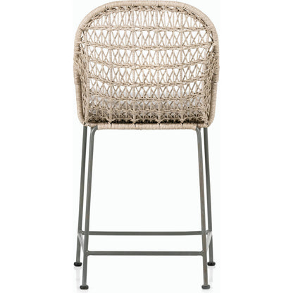 Bandera Counter Stool by Four Hands in vintage white and gray bronze. Made from unique in a coastal style.