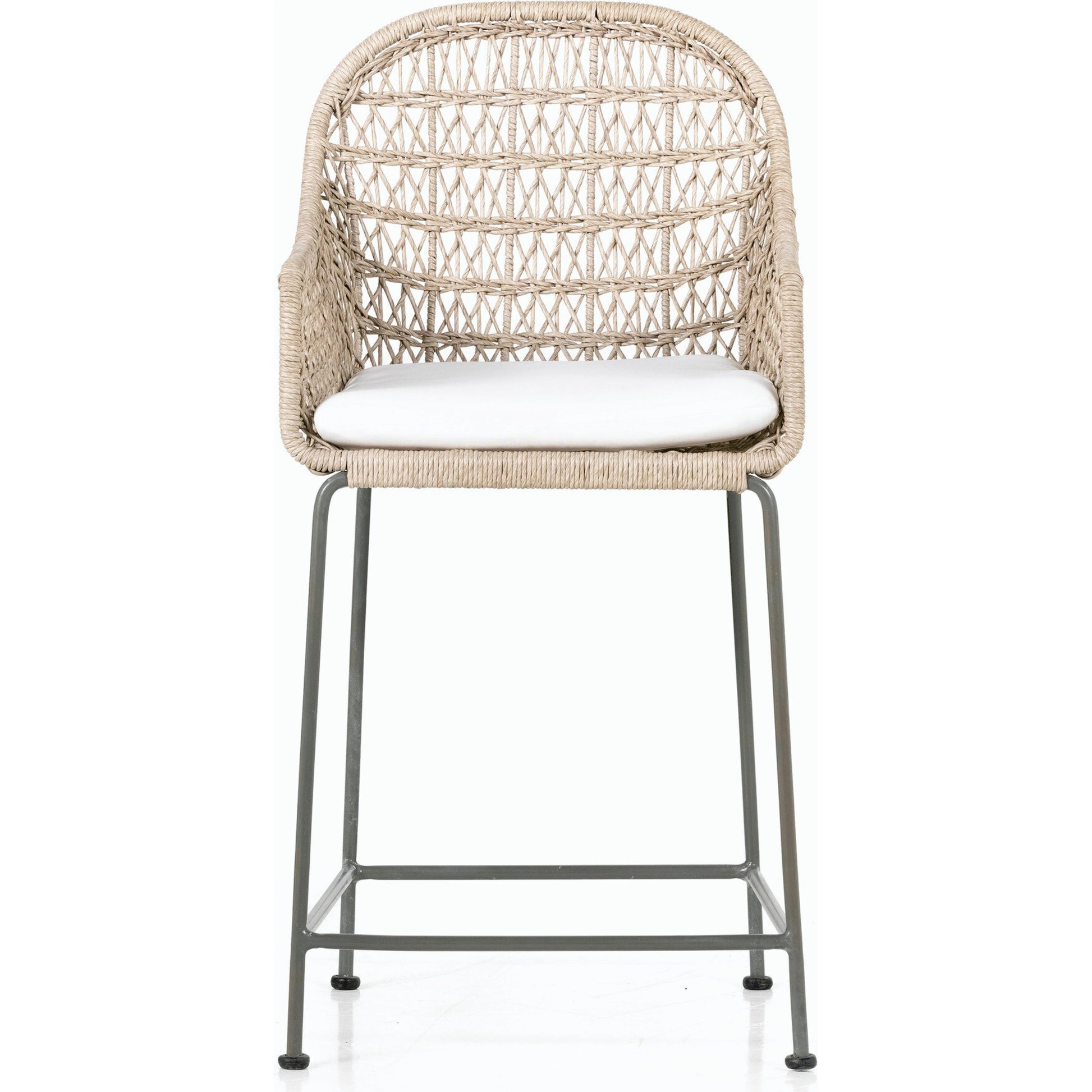 Bandera Counter Stool by Four Hands in vintage white and gray bronze. Made from unique in a coastal style.