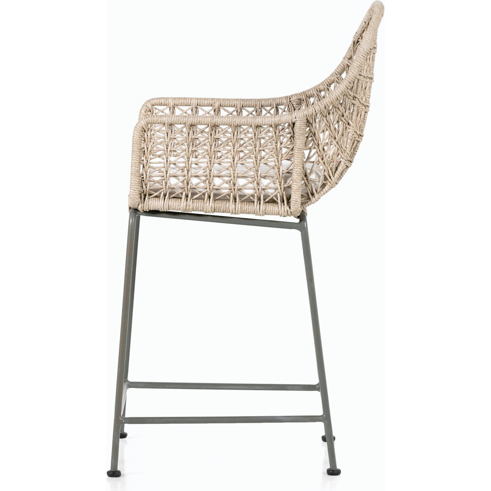 Bandera Counter Stool by Four Hands in vintage white and gray bronze. Made from unique in a coastal style.