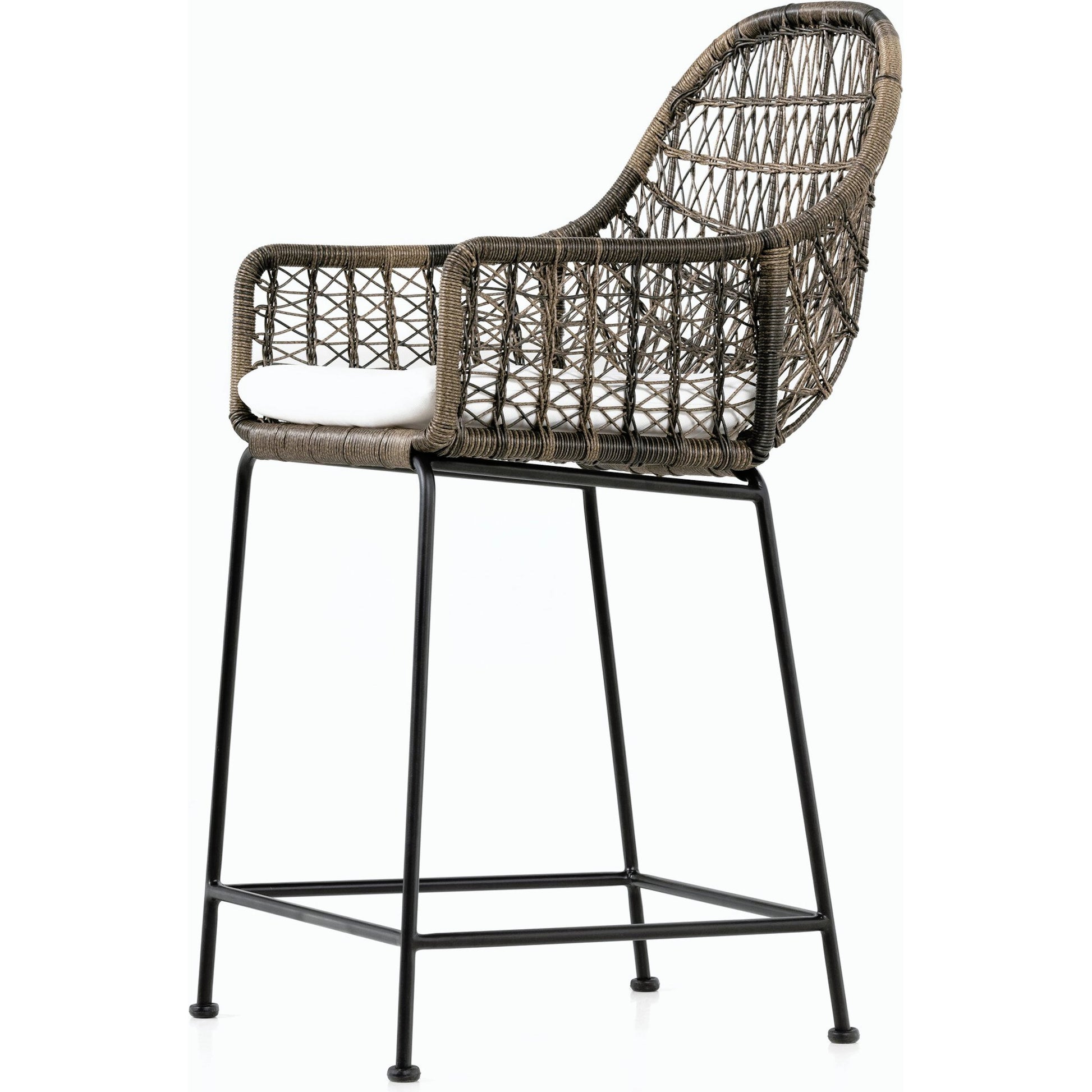 Bandera Counter Stool by Four Hands in vintage white and gray bronze. Made from unique in a coastal style.