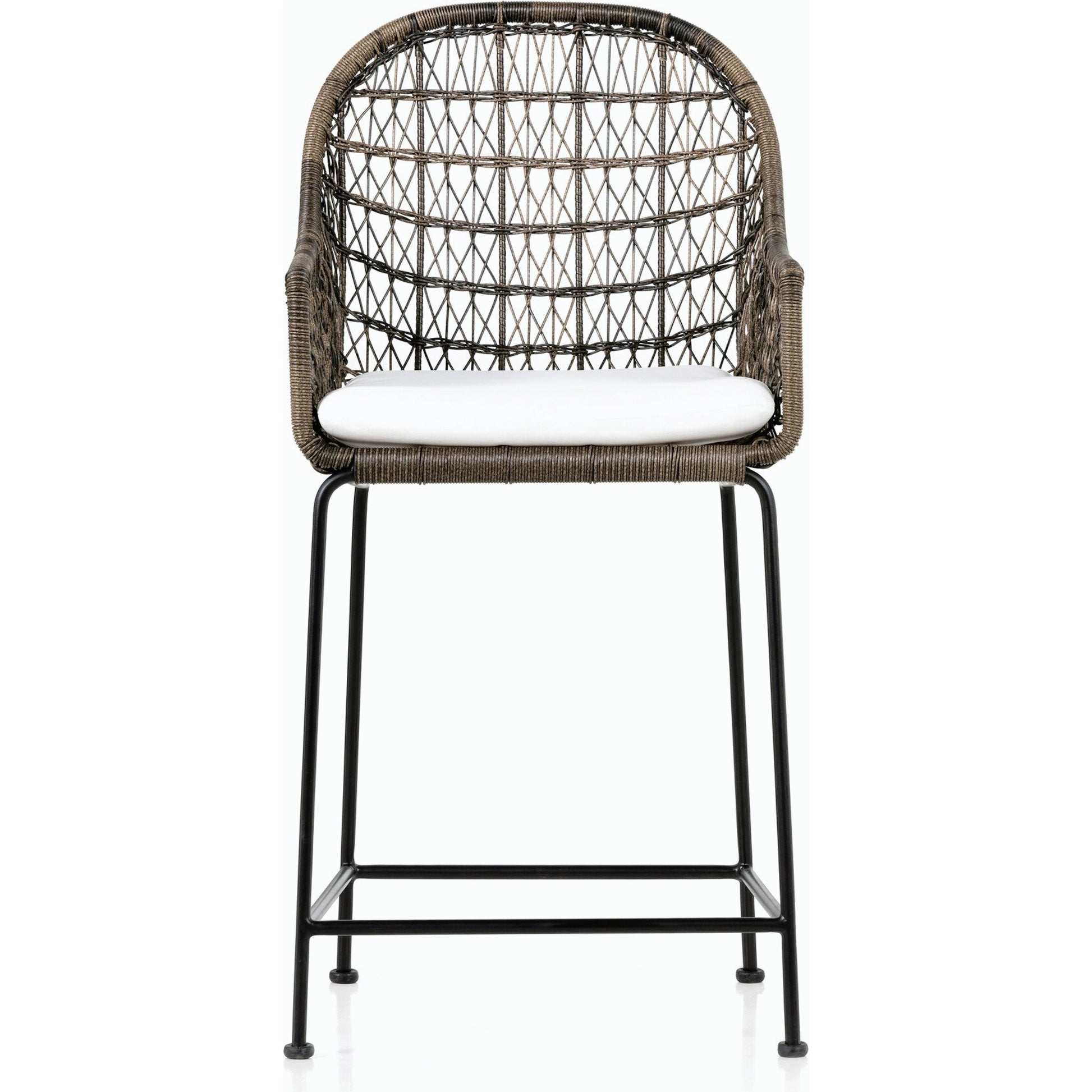 Bandera Counter Stool by Four Hands in vintage white and gray bronze. Made from unique in a coastal style.