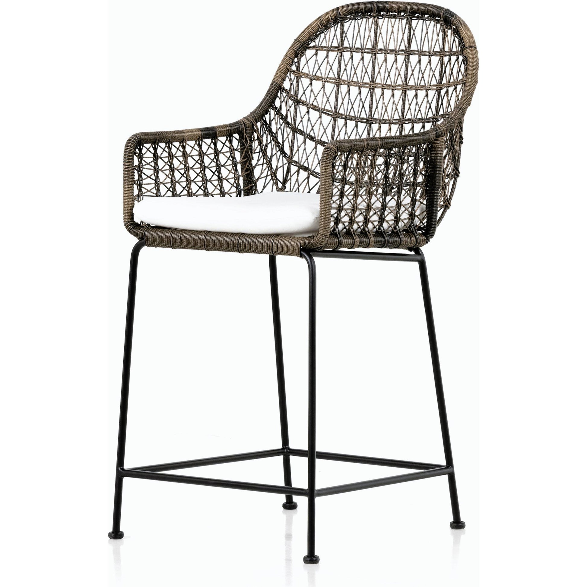 Bandera Counter Stool by Four Hands in vintage white and gray bronze. Made from unique in a coastal style.