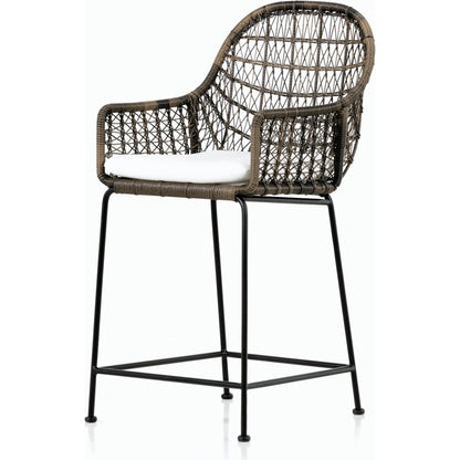 Bandera Counter Stool by Four Hands in vintage white and gray bronze. Made from unique in a coastal style.