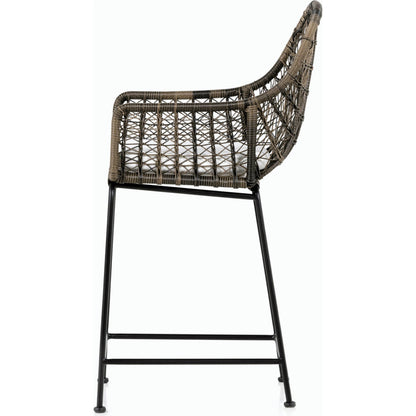 Bandera Counter Stool by Four Hands in vintage white and gray bronze. Made from unique in a coastal style.