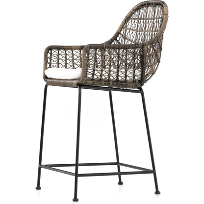 Bandera Counter Stool by Four Hands in vintage white and gray bronze. Made from unique in a coastal style.