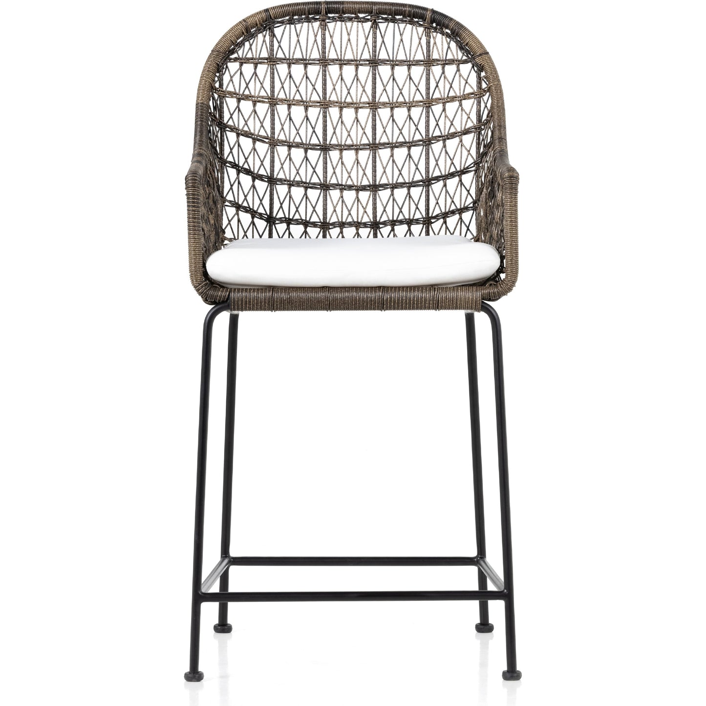 038 SI-1797764 | Additional Silo | Bandera Counter Stool by Four Hands in distressed grey and natural black. Made from 100% olefin, iron, 100% polyethylene in a coastal style.