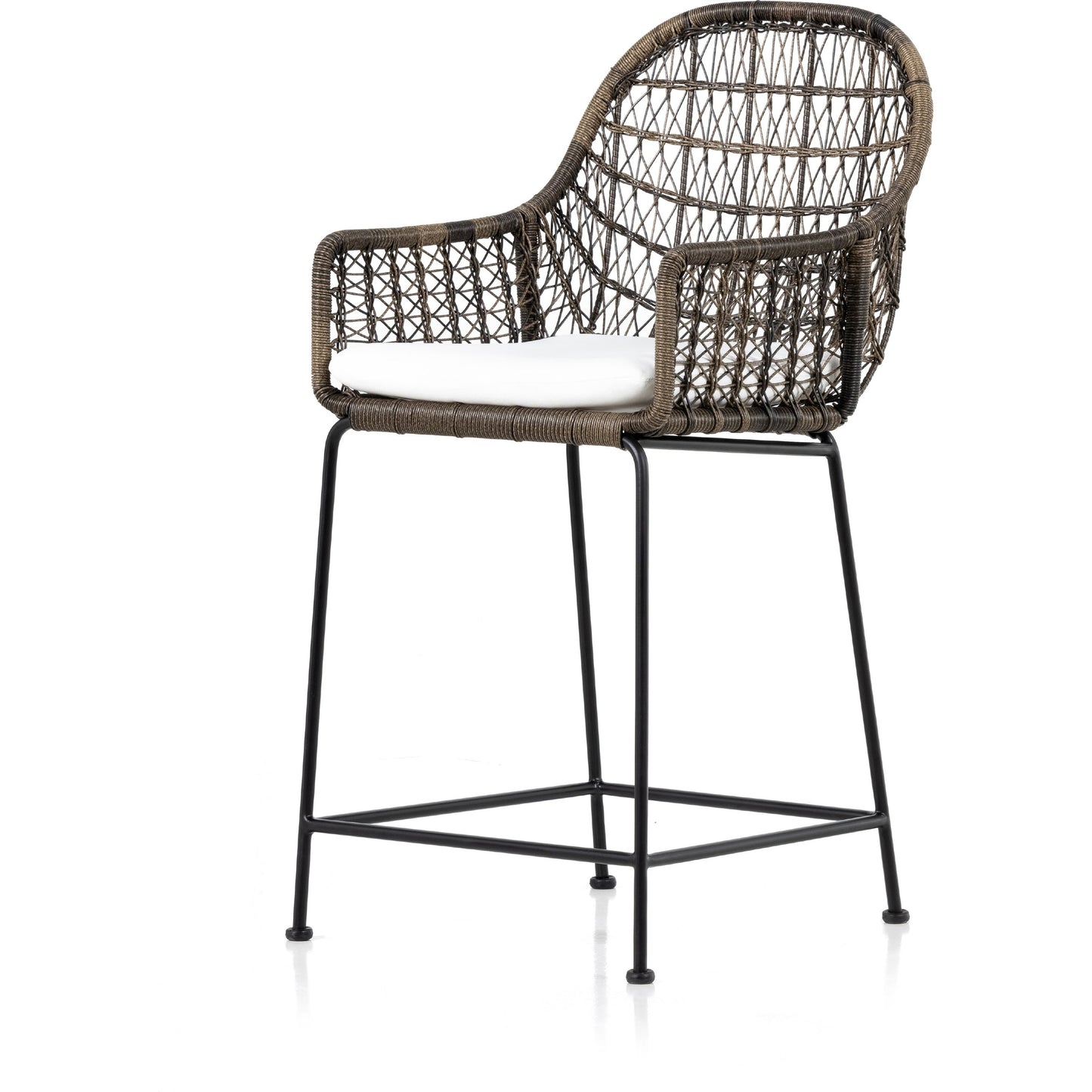 030 SI-1797764 | Additional Silo | Bandera Counter Stool by Four Hands in distressed grey and natural black. Made from 100% olefin, iron, 100% polyethylene in a coastal style.