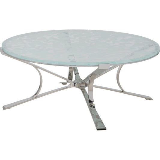 Snowscape Round Cocktail Table by Artistica Home in polished stainless steel. Made from unique in a modern style.