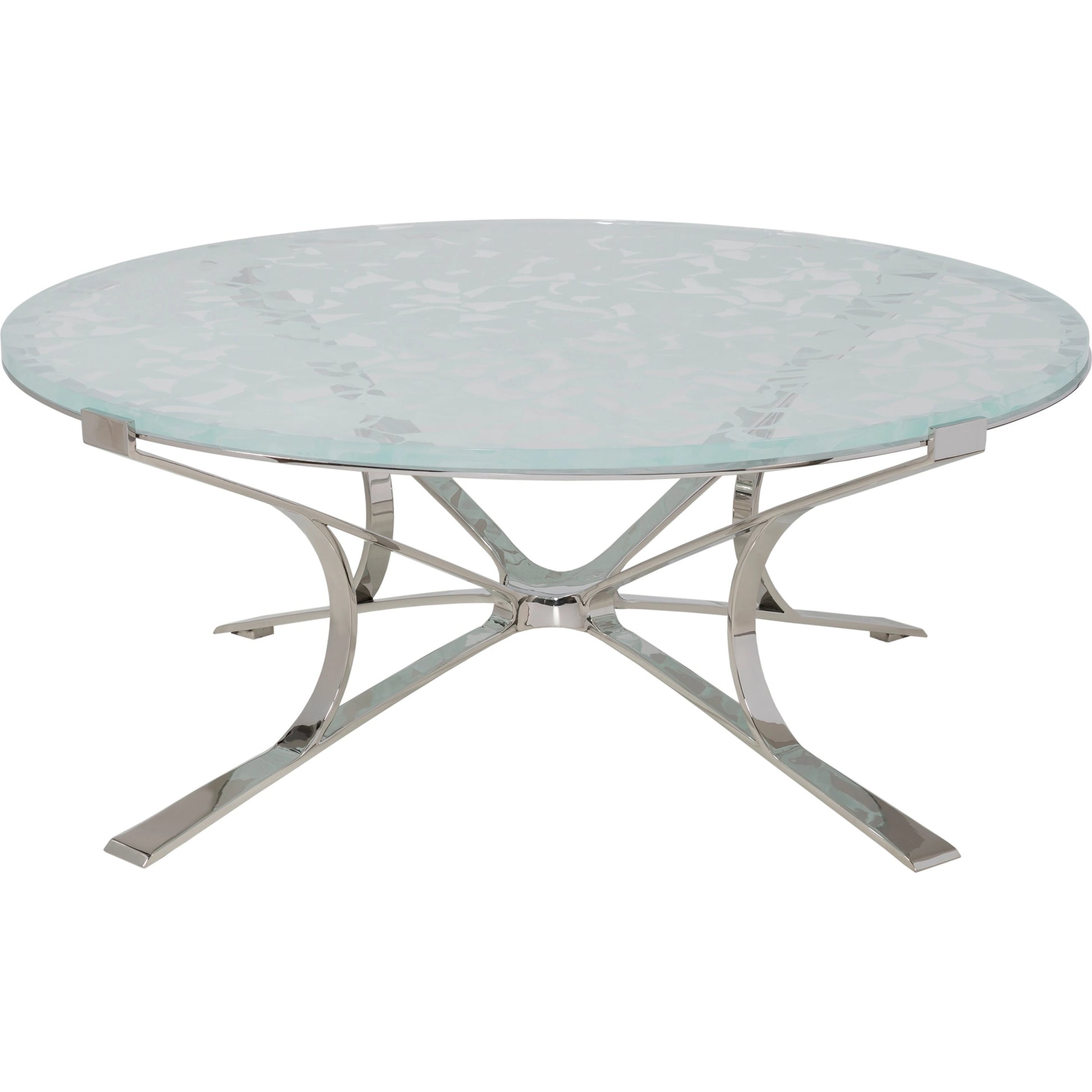 Snowscape Round Cocktail Table by Artistica Home in polished stainless steel. Made from unique in a modern style.